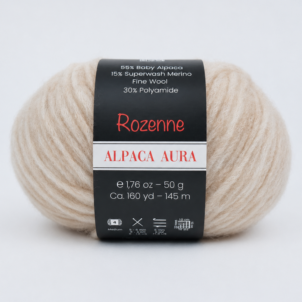 Rozenne Alpaca Aura Wool Yarn 4002 Ivory Main Rozenneyarns.com