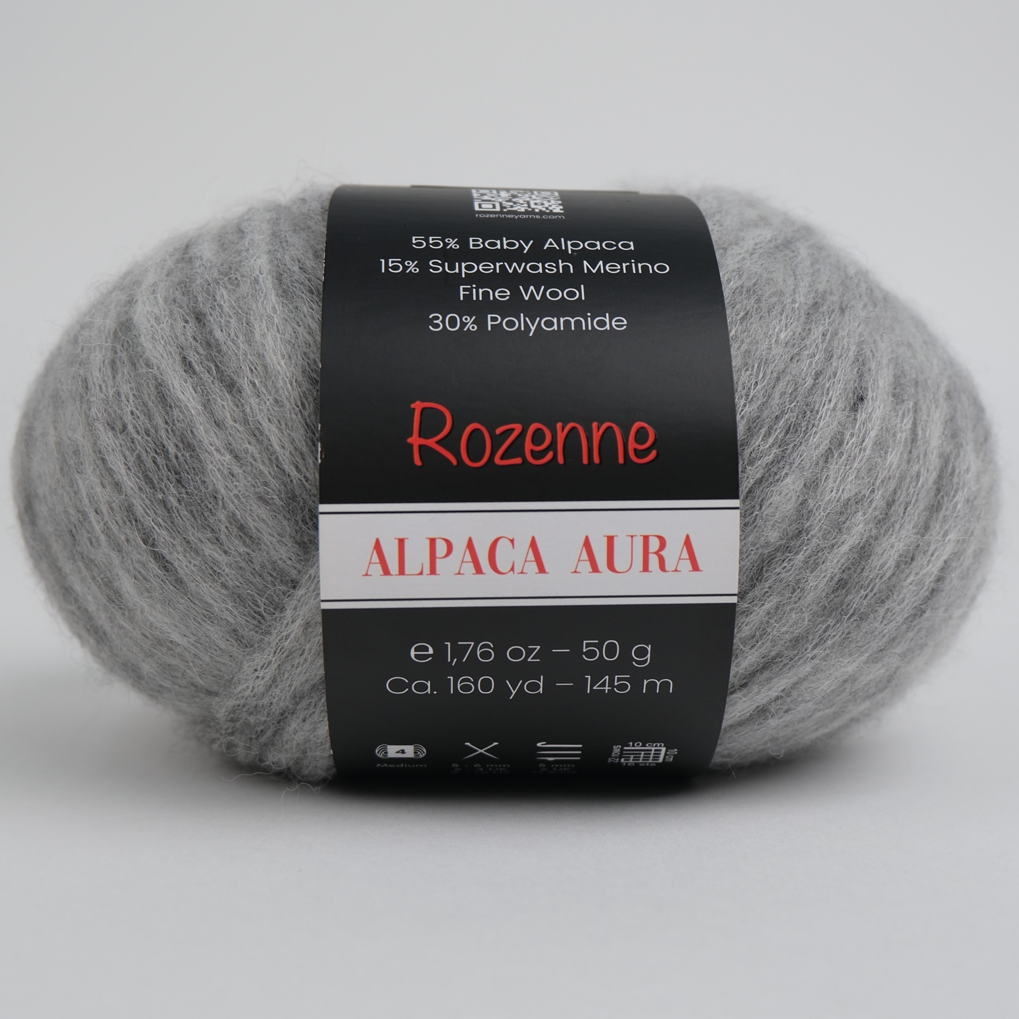 Rozenne Alpaca Aura Wool Yarn 4010 Gray Main Rozenneyarns.com