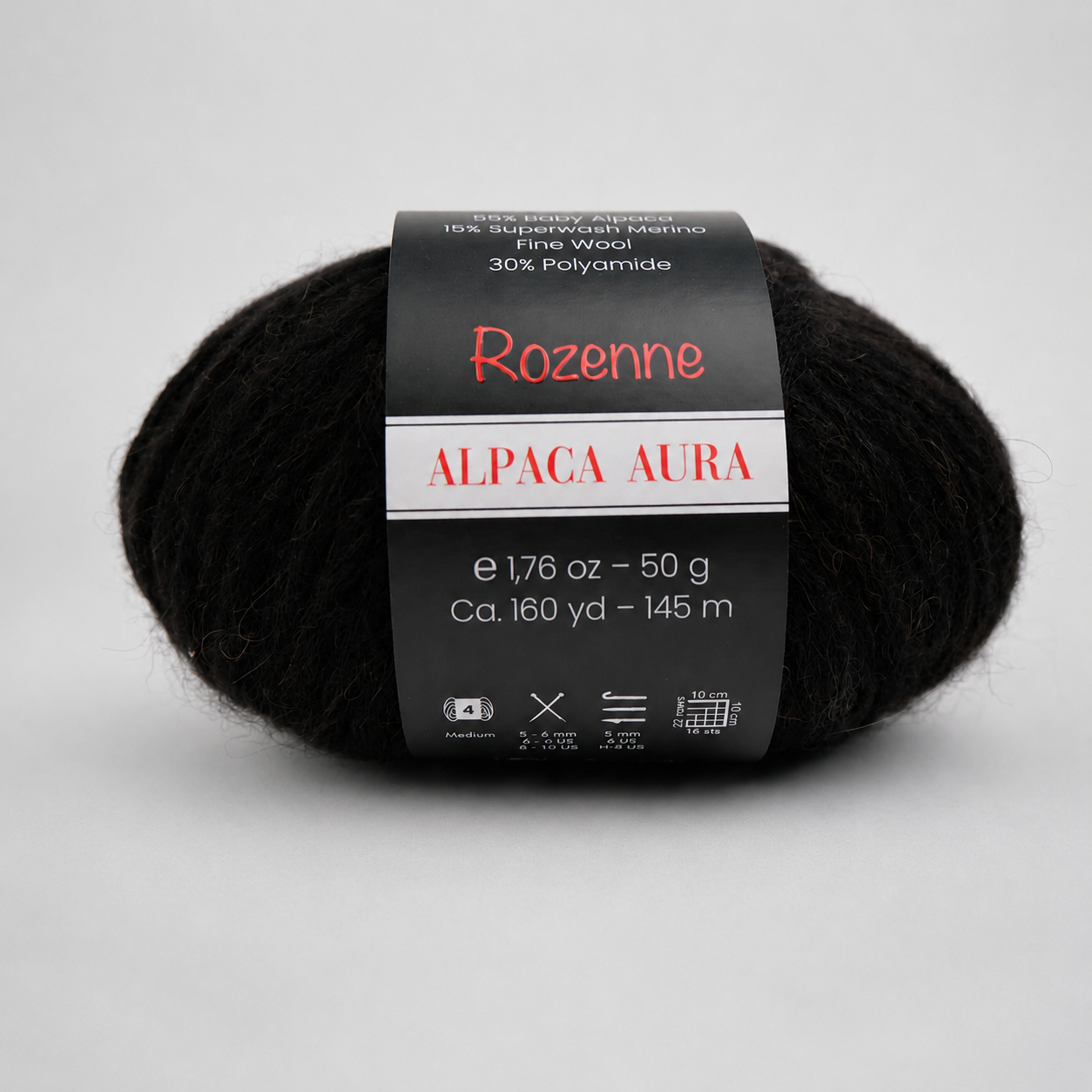 Rozenne Alpaca Aura Wool Yarn 4037 Natural Black Main Rozenneyarns.com
