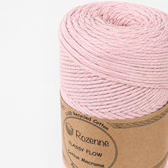 Rozenne Cotton Macrame Yarn 09 Powder Pink Surface