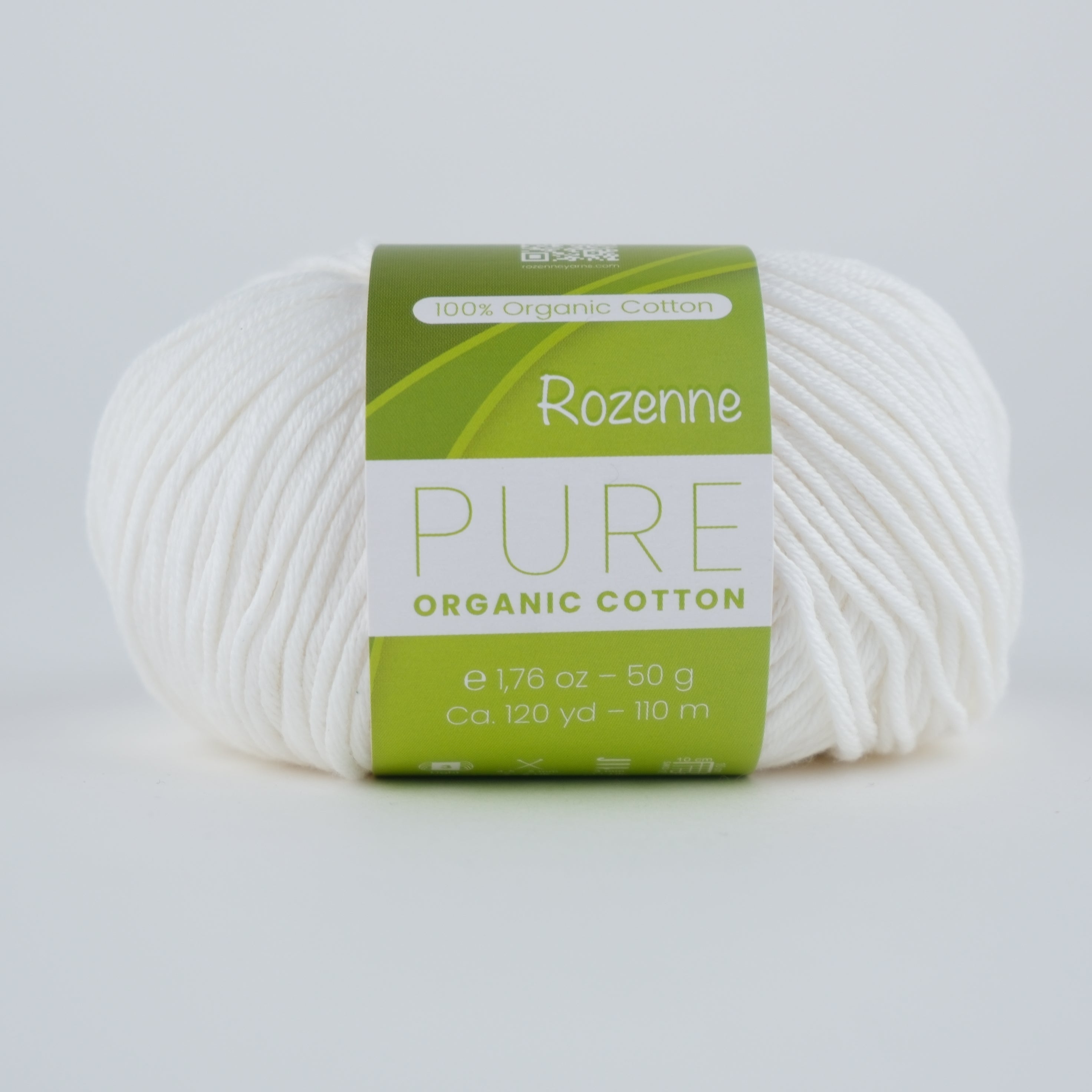 Rozenne Pure Organic Cotton Yarn 2101 White Main Rozenneyarns.com