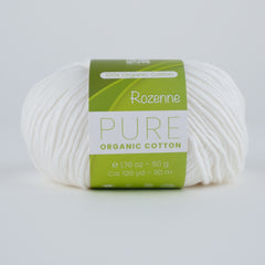 Rozenne Pure Organic Cotton Yarn 2101 White Main Rozenneyarns.com