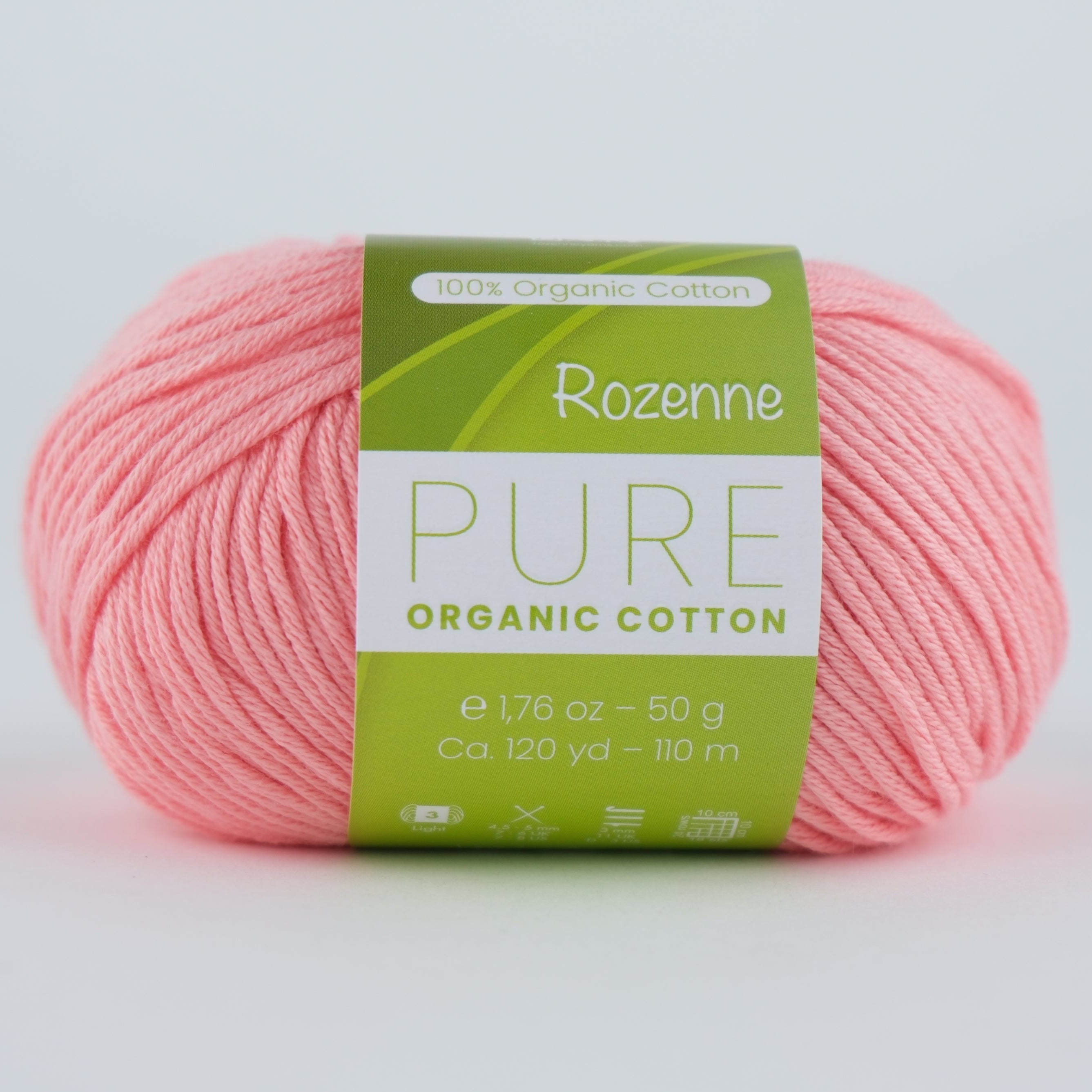Rozenne Pure Organic Cotton Yarn 2108 Sugar Pink Main Rozenneyarns.com