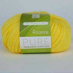 Rozenne Pure Organic Cotton Yarn 2104 Lemon Yellow Main Rozenneyarns.com