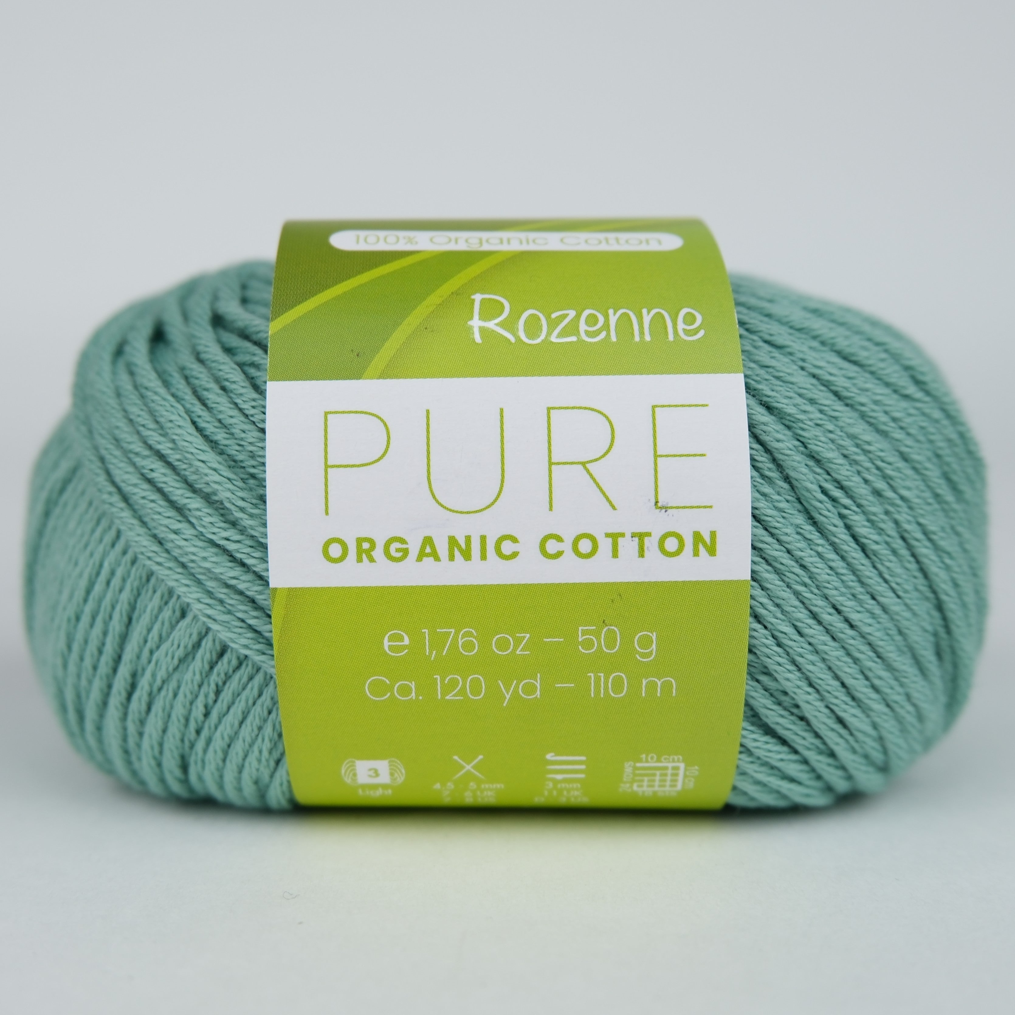 Rozenne Pure Organic Cotton Yarn 2106 Aqua Green Main Rozenneyarns.com