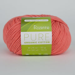 Rozenne Pure Organic Cotton Yarn 2139 Coral Main Rozenneyarns.com