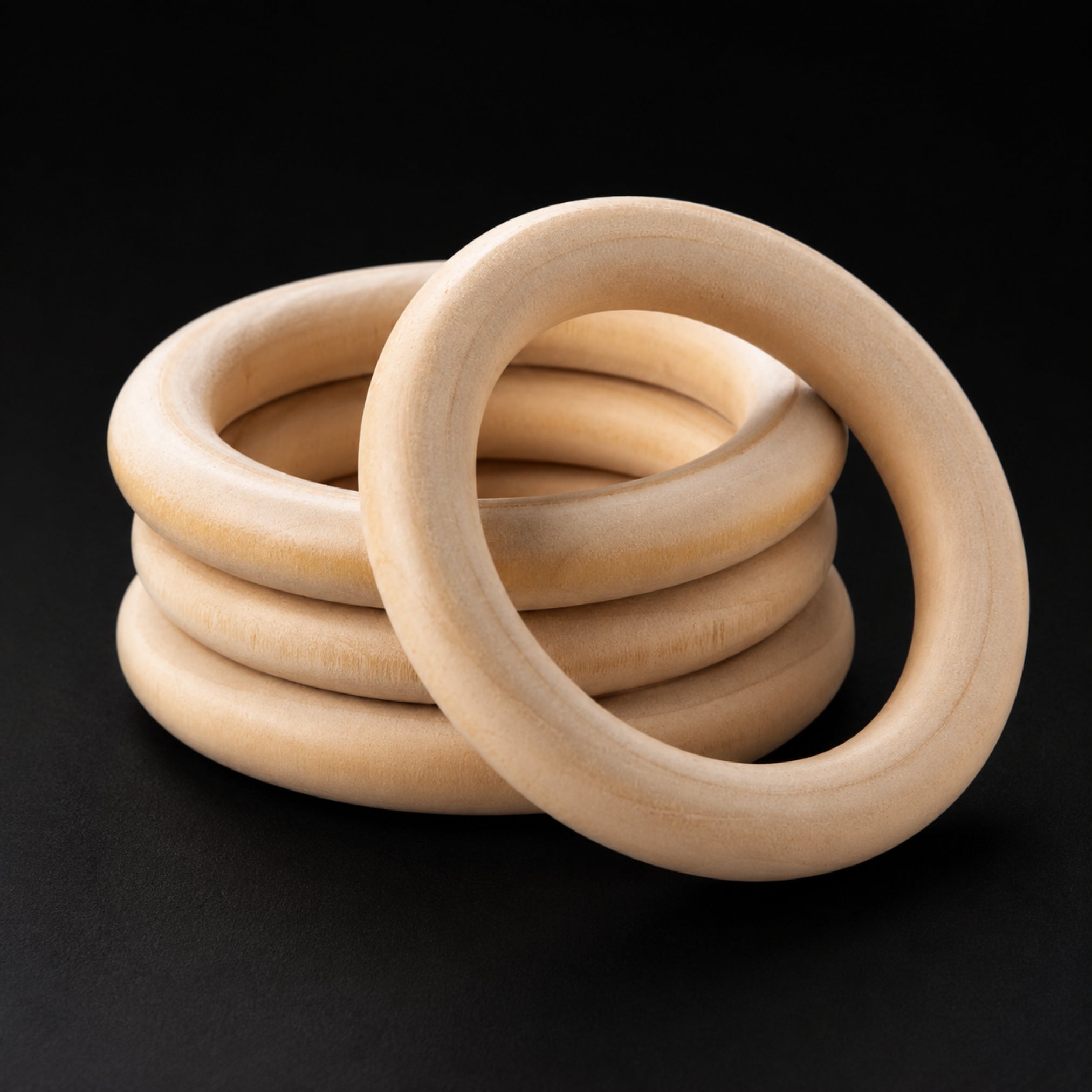 Rozenne 4 Pieces 7 CM Wooden Teether Ring large photo 1