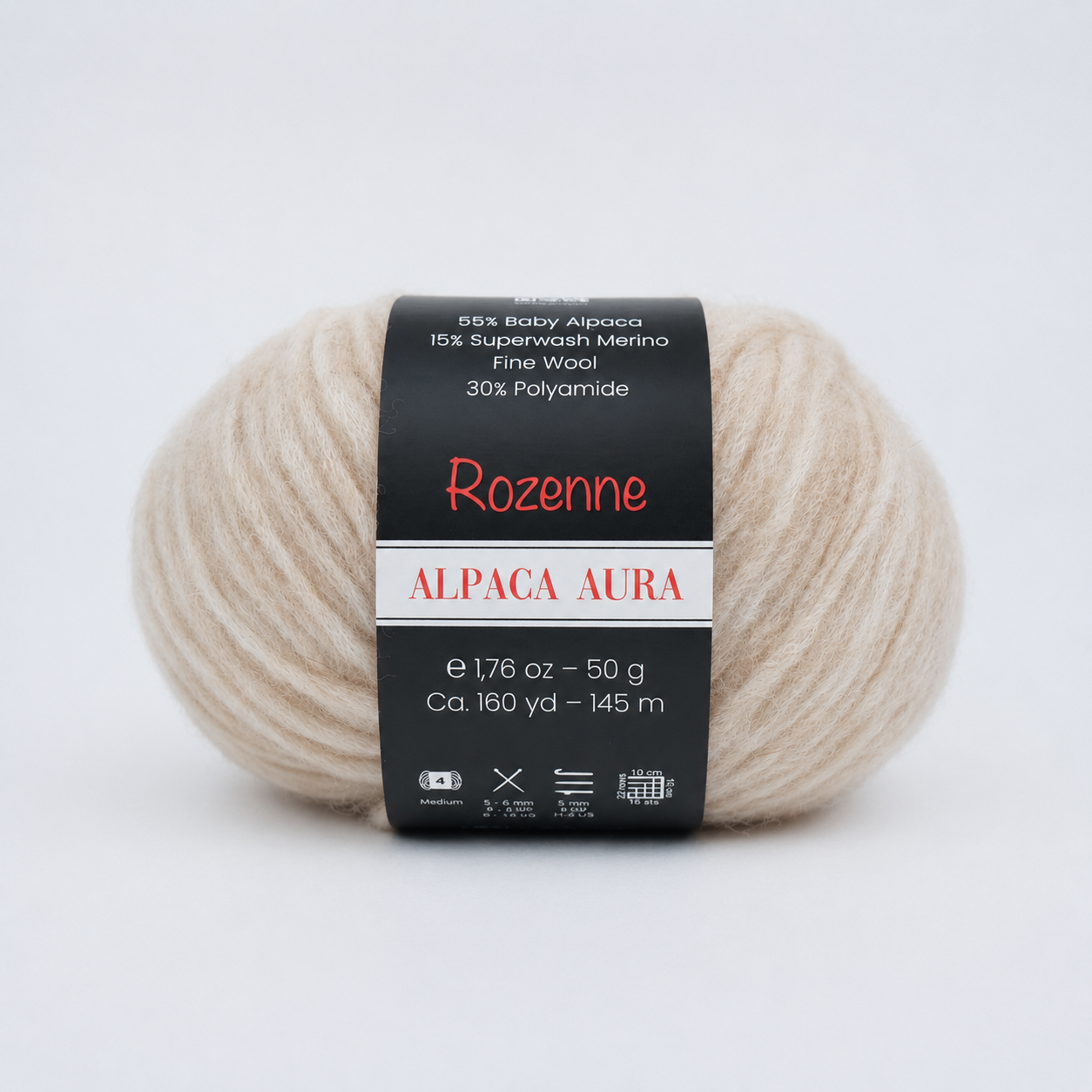 Rozenne Alpaca Aura Wool Yarn 4002 Ivory Main Rozenneyarns.com