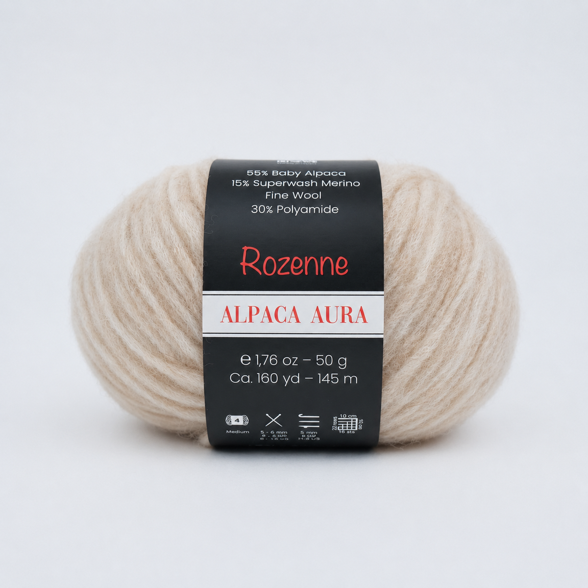 Rozenne Alpaca Aura Wool Yarn 4002 Ivory Main Rozenneyarns.com