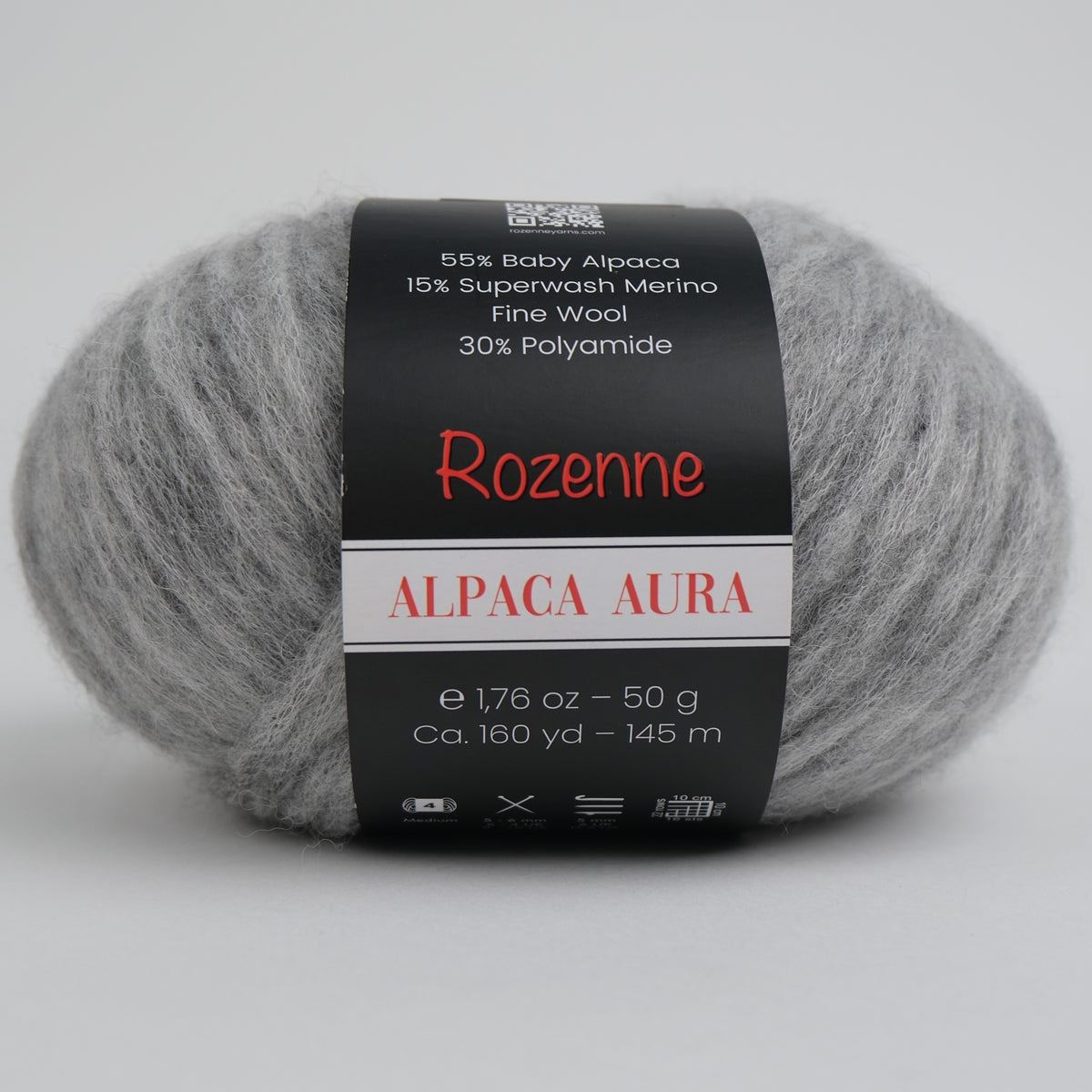 Rozenne Alpaca Aura Wool Yarn 4010 Gray Main Rozenneyarns.com