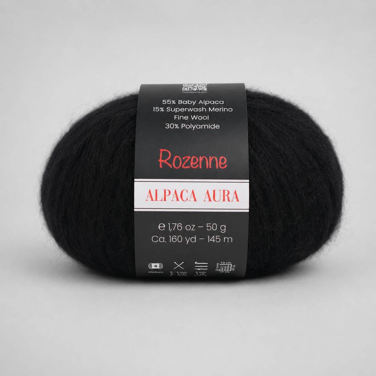 Rozenne Alpaca Aura Wool Yarn 4011 Black Main Rozenneyarns.com