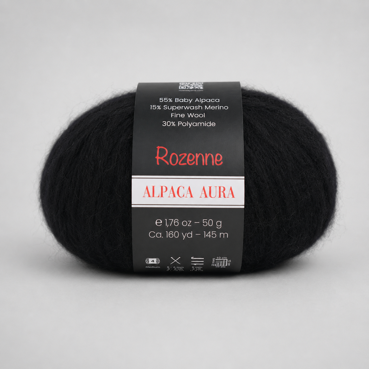 Rozenne Alpaca Aura Wool Yarn 4011 Black Main Rozenneyarns.com