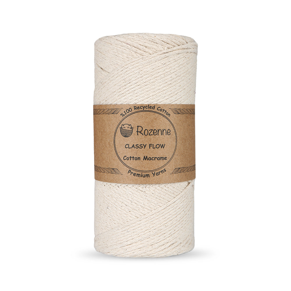 Rozenne Cotton Macrame Yarn 01 Light Beige Main