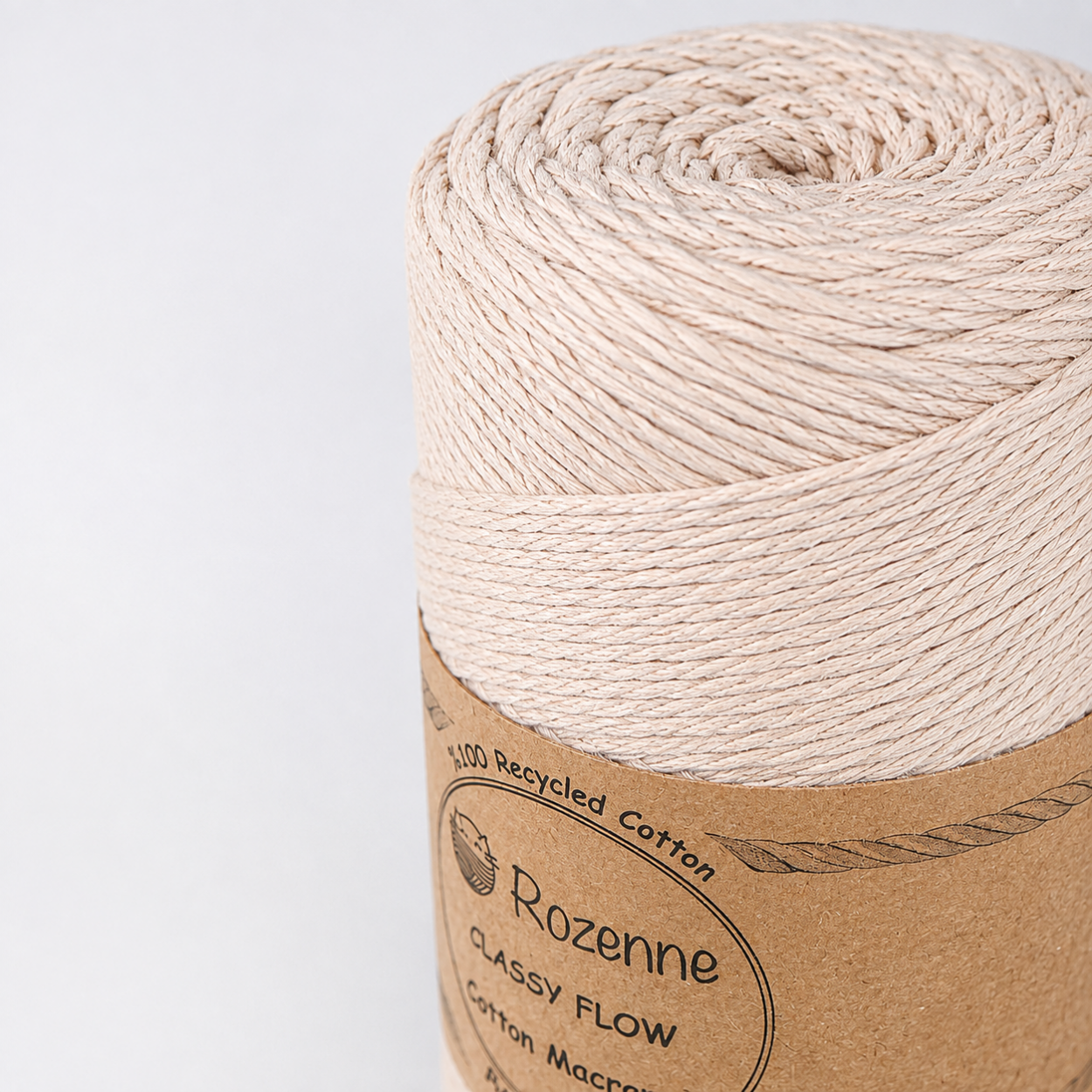 Rozenne Cotton Macrame Yarn 02 Beige Surface