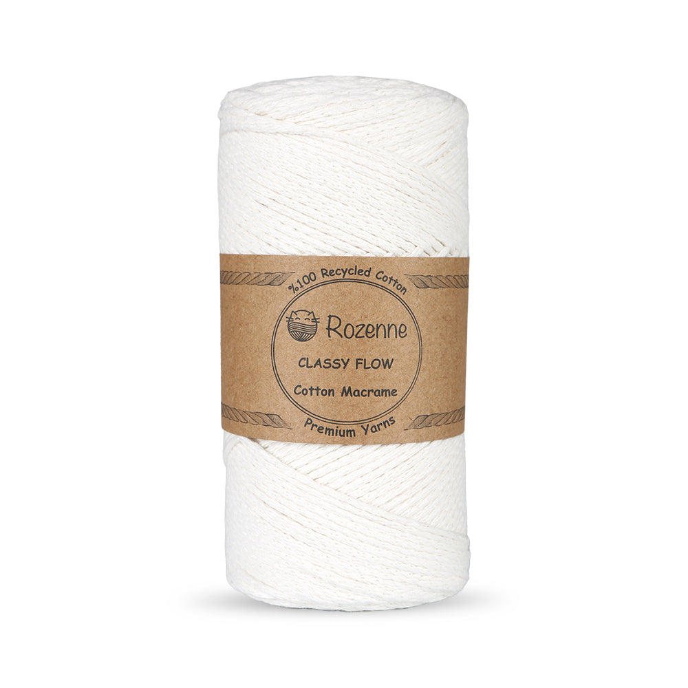 Rozenne Cotton Macrame Yarn 05 White Main