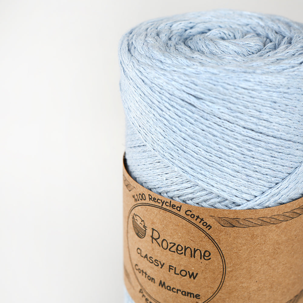 Rozenne Cotton Macrame Yarn 07 Baby Blue Surface