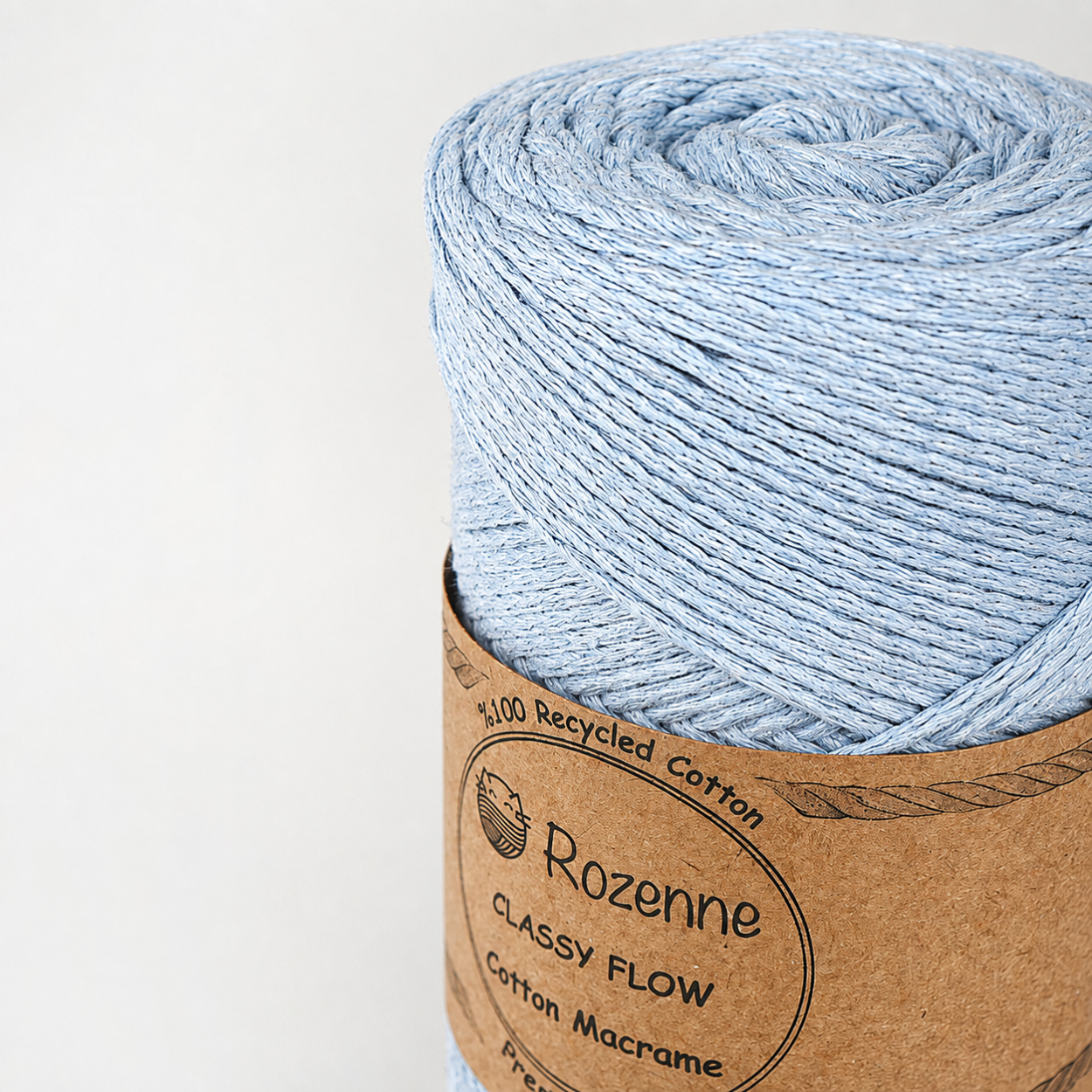 Rozenne Cotton Macrame Yarn 07 Baby Blue Surface