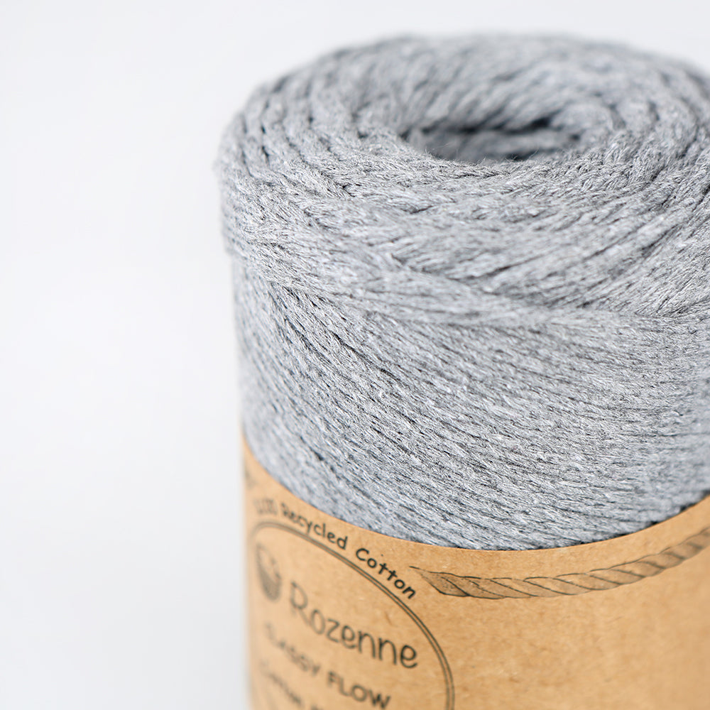 Rozenne Cotton Macrame Yarn 08 Gray Surface