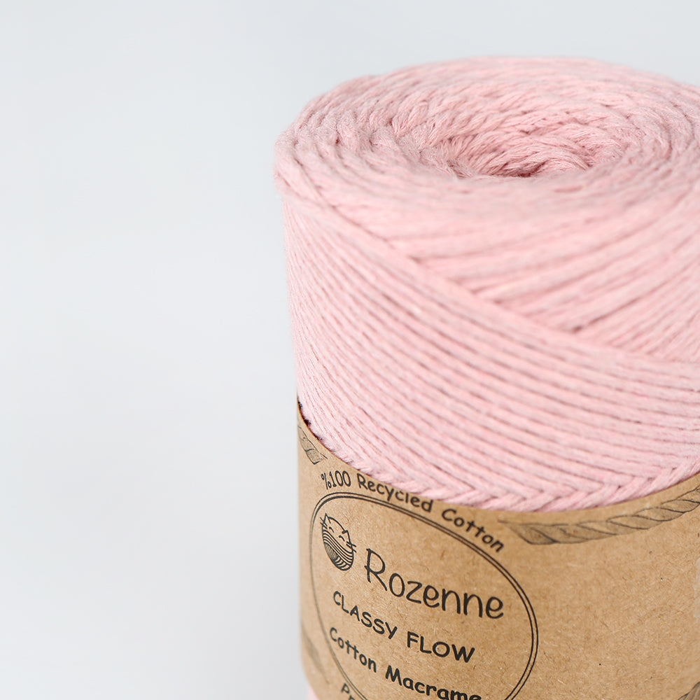 Rozenne Cotton Macrame Yarn 09 Powder Pink Surface