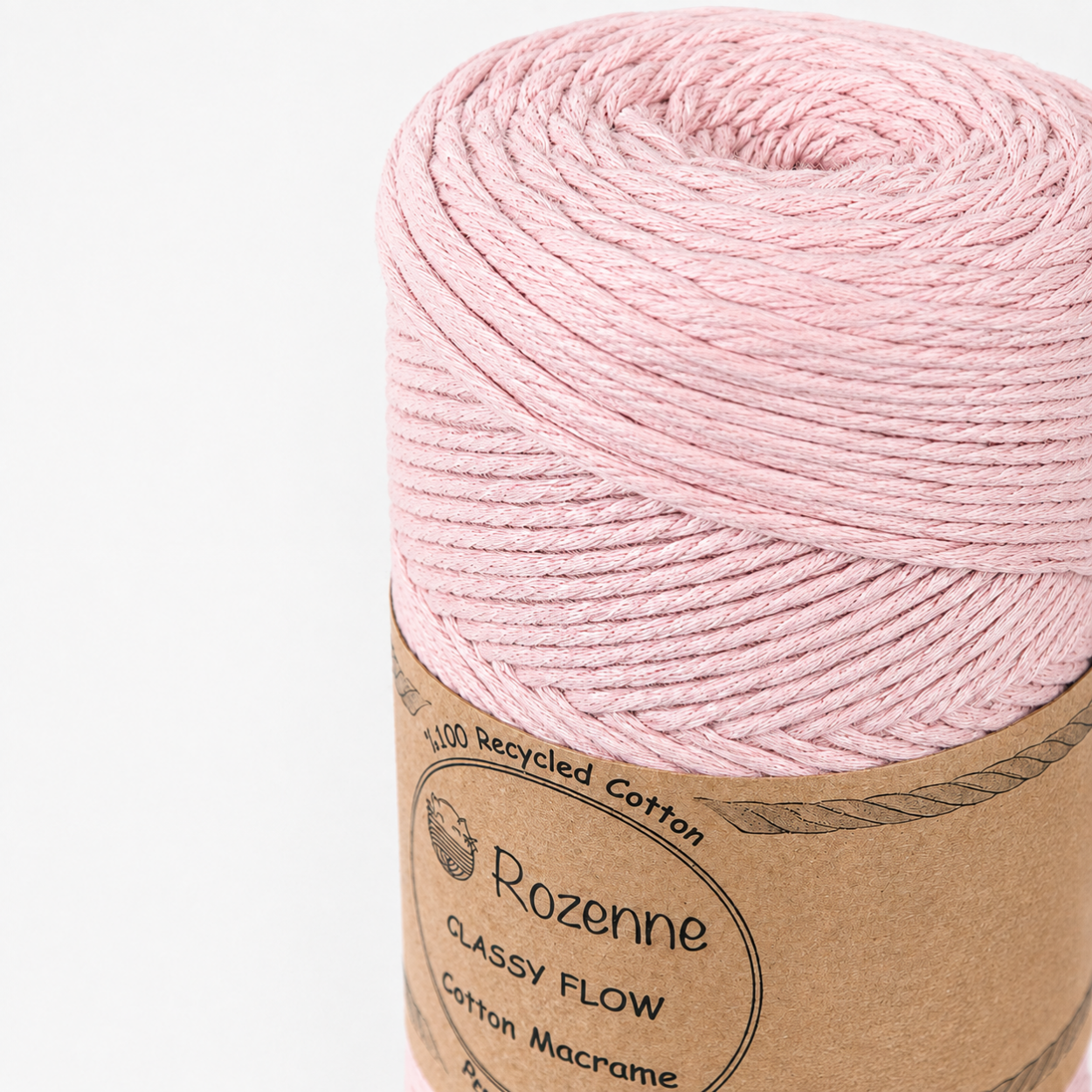 Rozenne Cotton Macrame Yarn 09 Powder Pink Surface