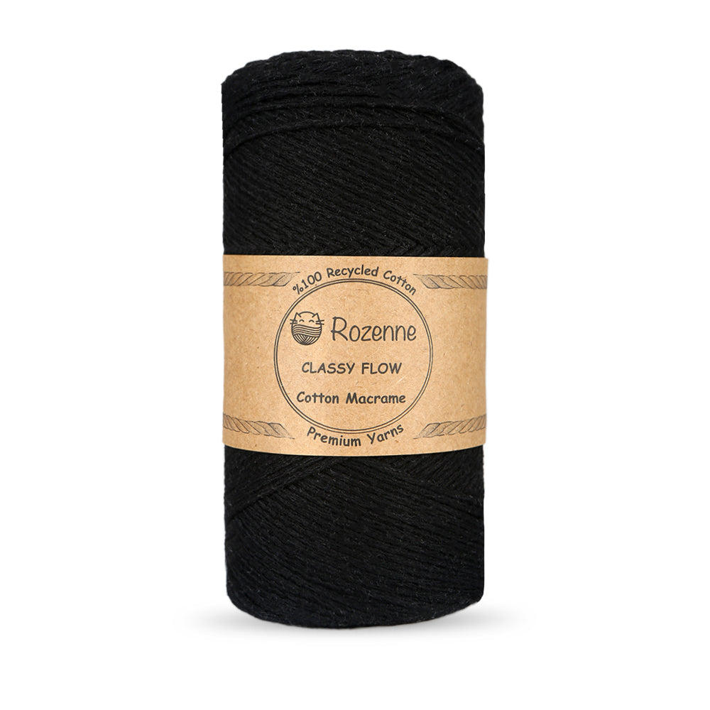 Rozenne Cotton Macrame Yarn 14 Black Main
