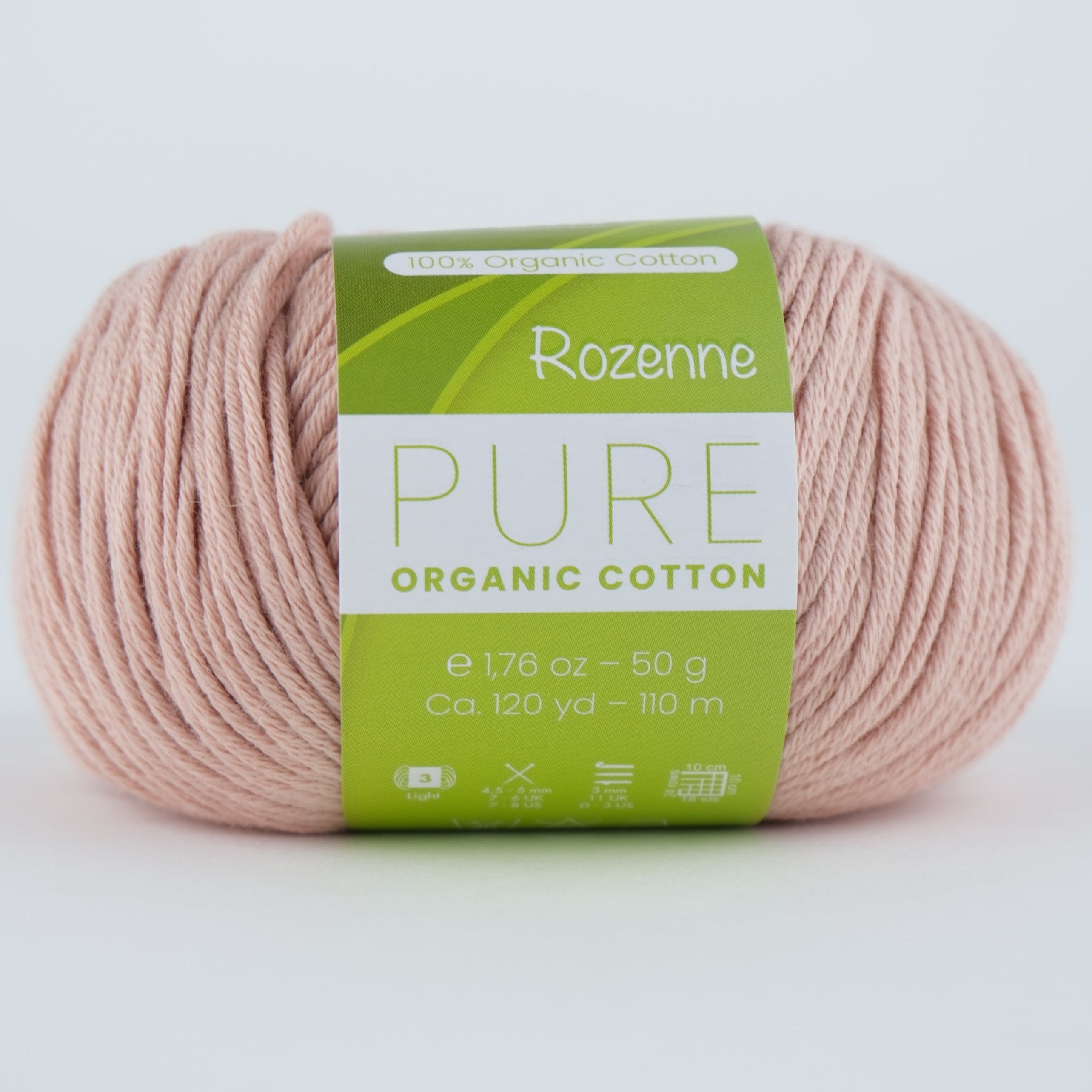 Rozenne Pure Organic Cotton Yarn 2102 Dusty Pink Main Rozenneyarns.com