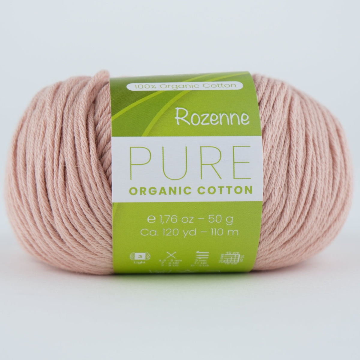 Rozenne Pure Organic Cotton Yarn 2102 Dusty Pink Main Rozenneyarns.com