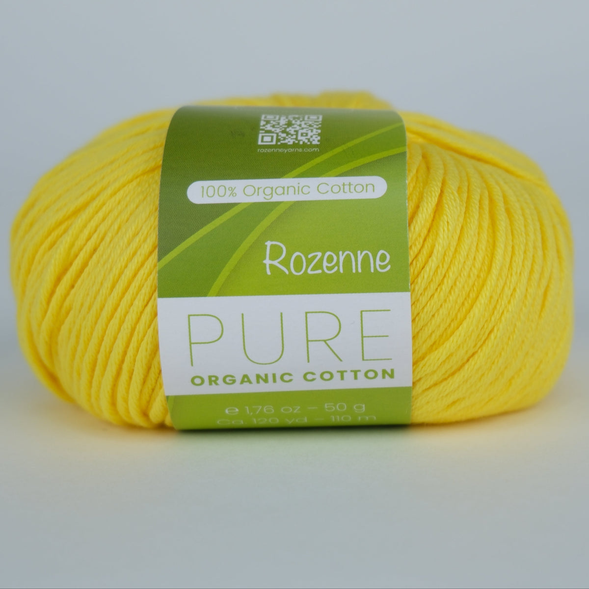 Rozenne Pure Organic Cotton Yarn 2104 Lemon Yellow Main Rozenneyarns.com