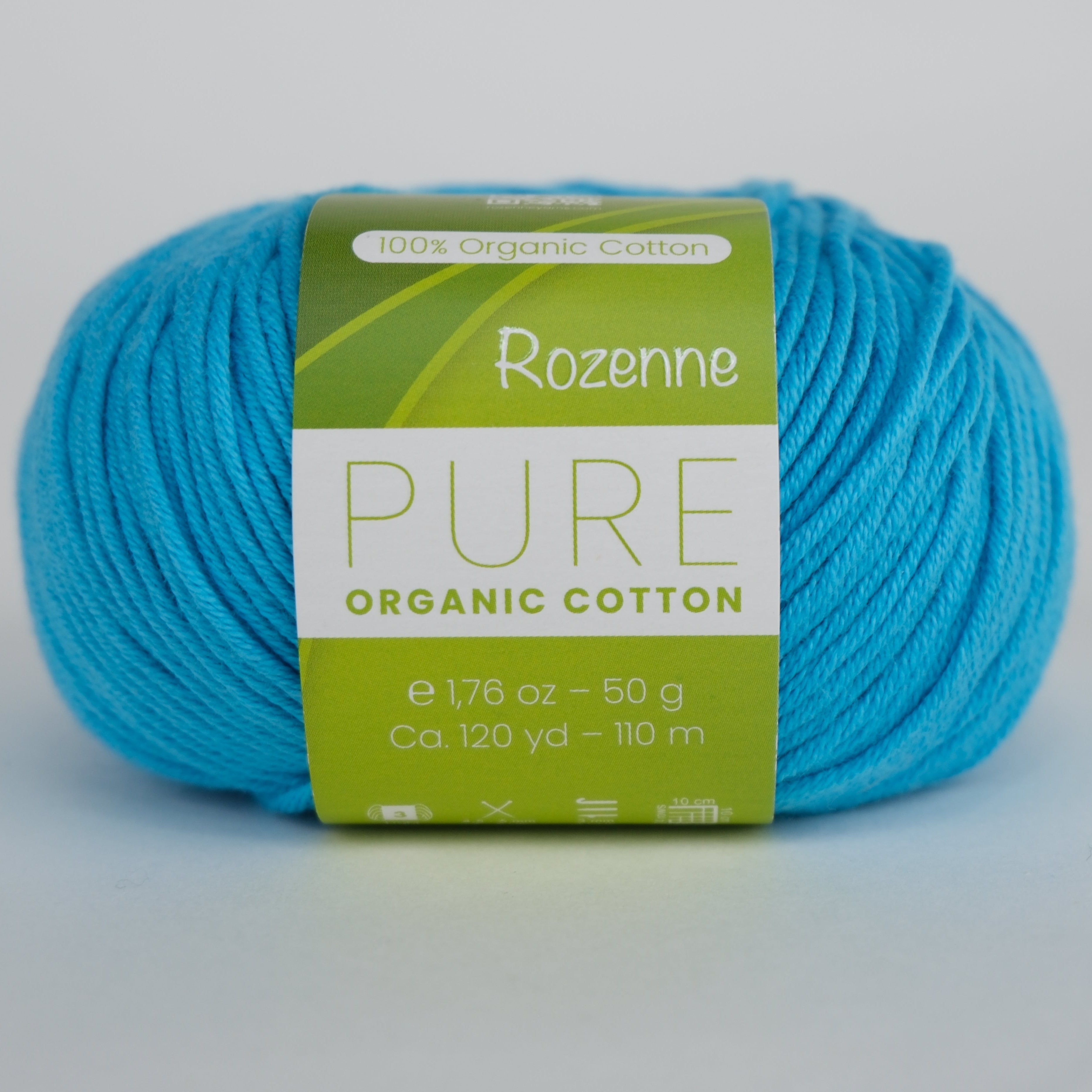 Rozenne Pure Organic Cotton Yarn 2107 Turquoise Main Rozenneyarns.com