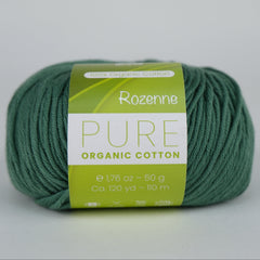Rozenne Pure Organic Cotton Yarn 2110 Forest Green Main Rozenneyarns.com