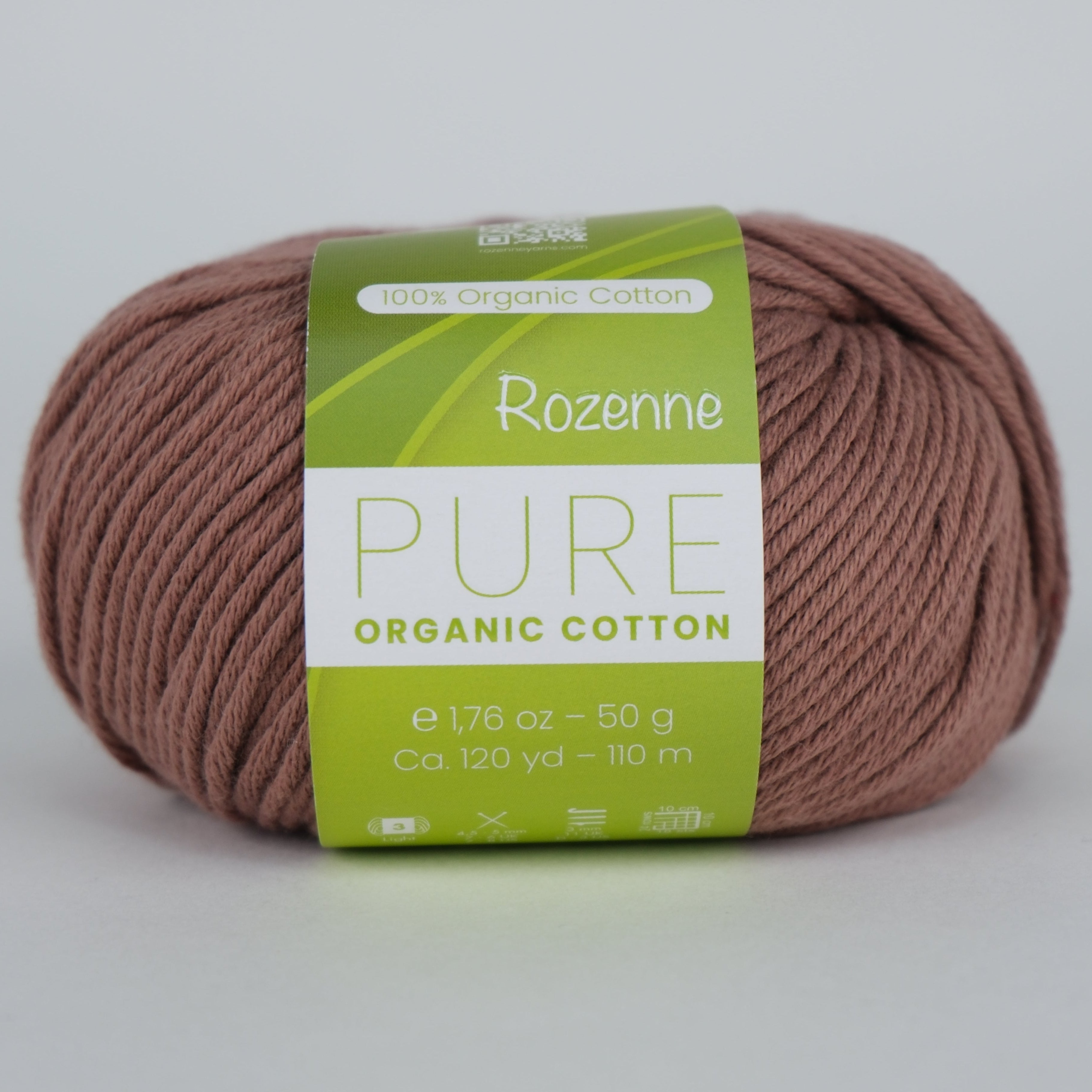 Rozenne Pure Organic Cotton Yarn 2115 Brown Main Rozenneyarns.com