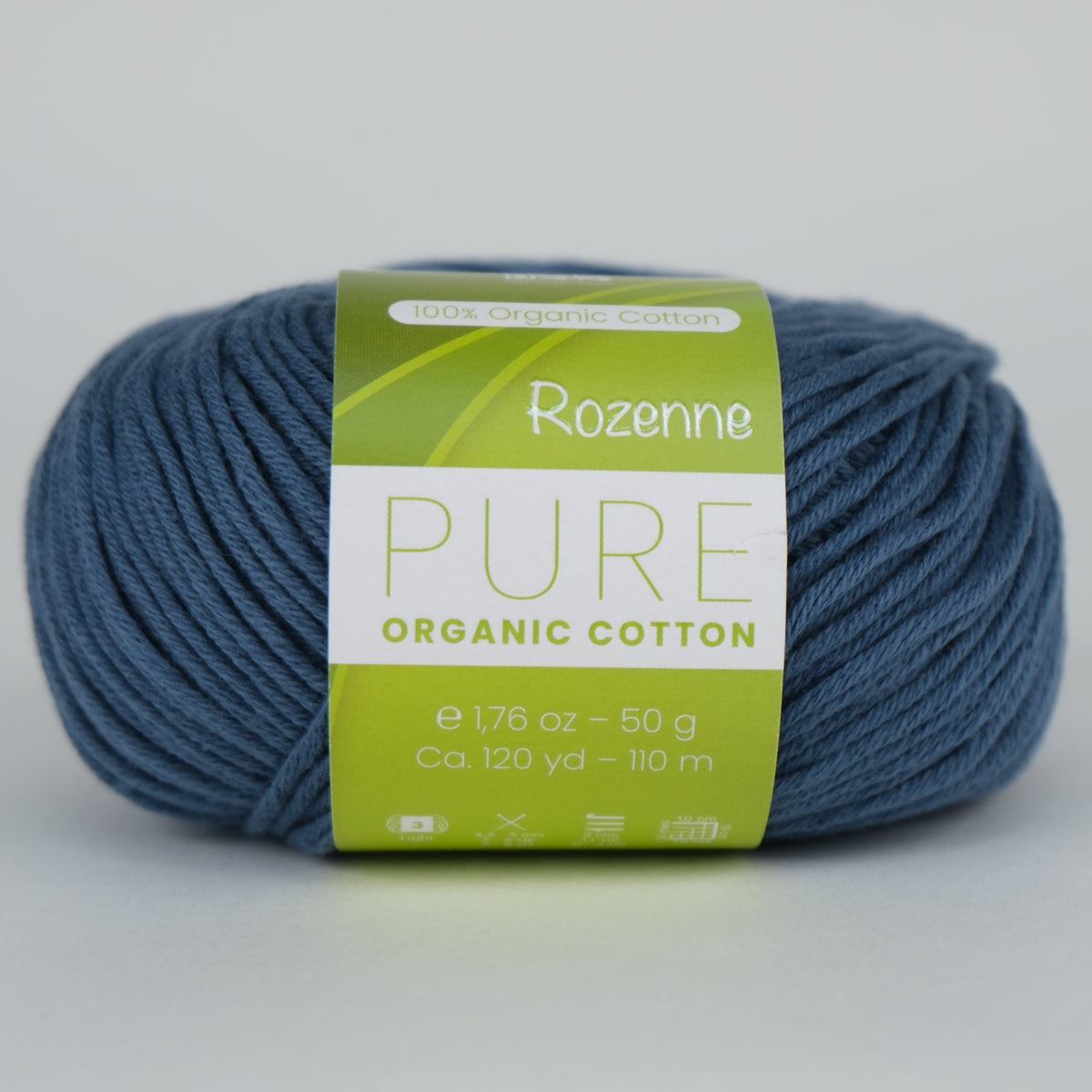 Rozenne Pure Organic Cotton Yarn 2116 Denim Blue Main Rozenneyarns.com