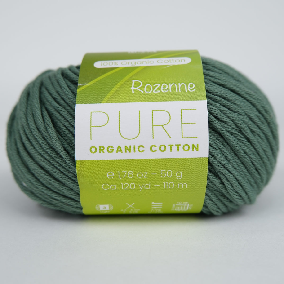 Rozenne Pure Organic Cotton Yarn 2123 Pastel Green Main Rozenneyarns.com
