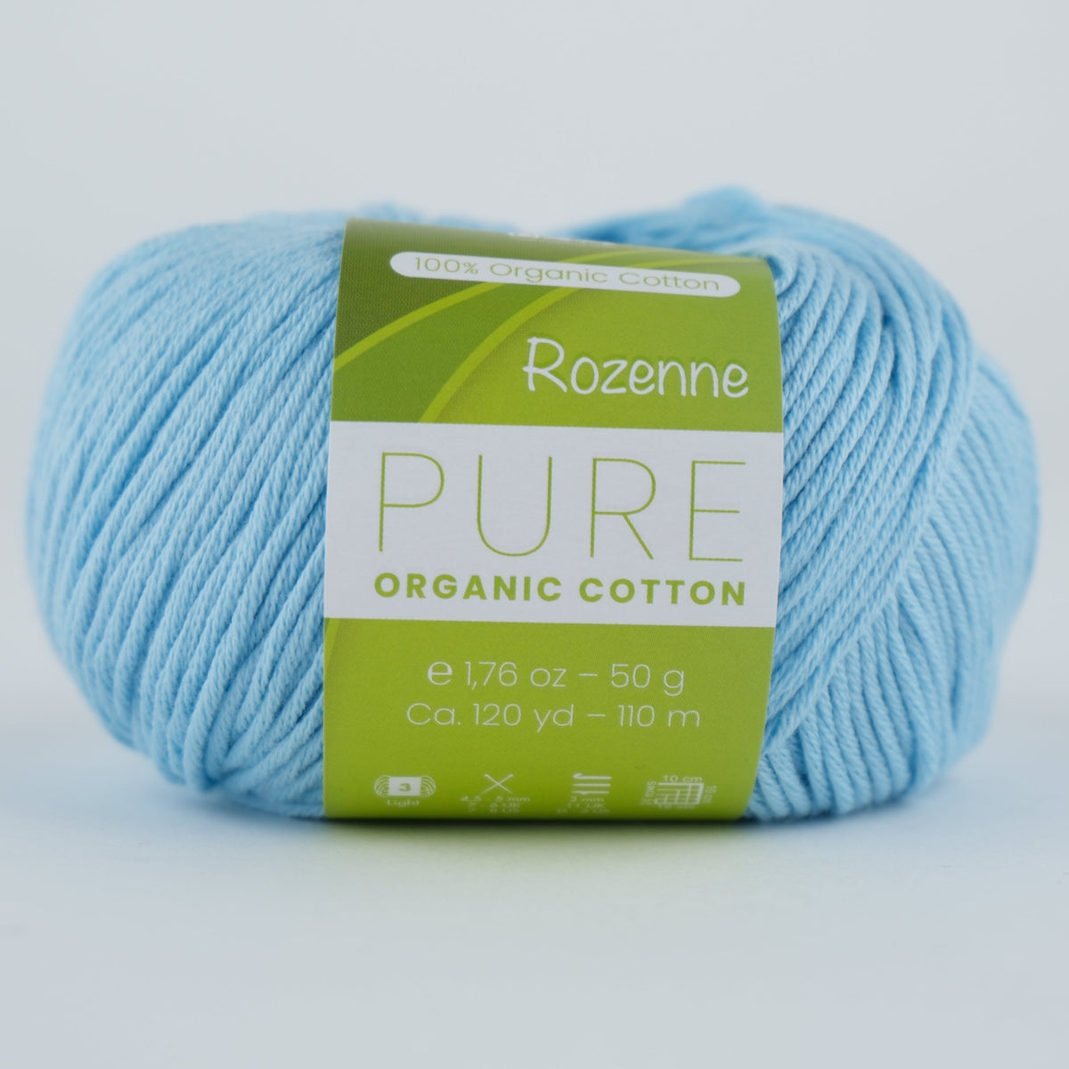 Rozenne Pure Organic Cotton Yarn 2135 Baby Blue Main Rozenneyarns.com
